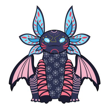 İzole edilmiş Meksika fili alebrije karakteri