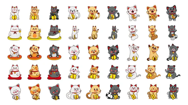 Set di diversi gatti kawaii. Neko personaggio — Vettoriale Stock