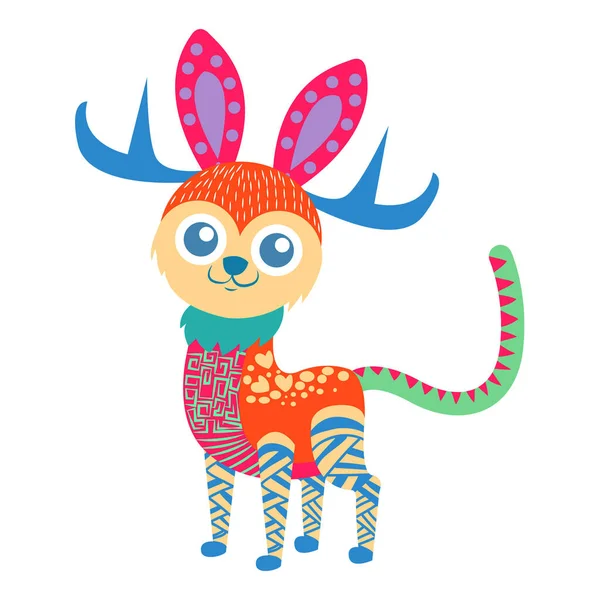 Isolated mexican deer alebrije character — Stock Vector