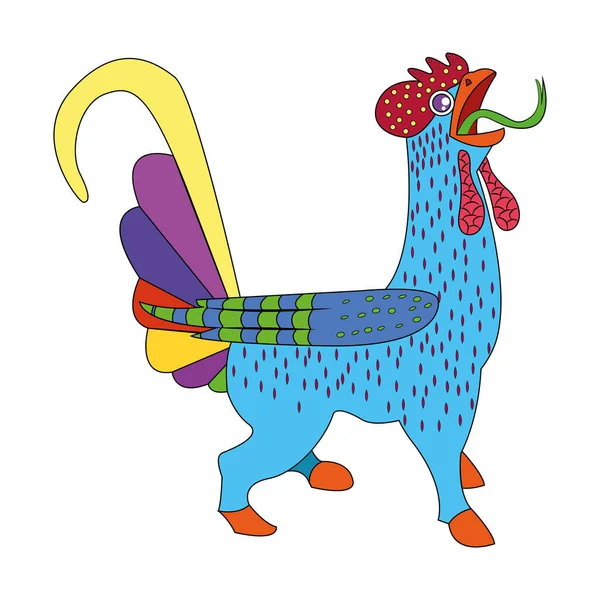 Isolated mexican chicken alebrije character — Stock Vector