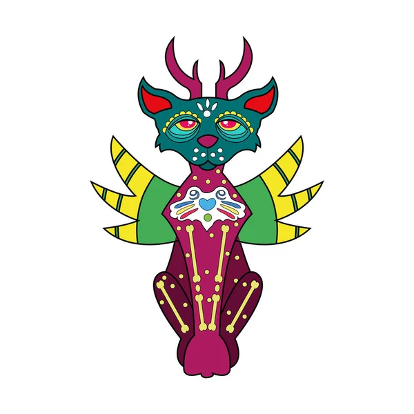 Personagem alebrije gato mexicano isolado —  Vetores de Stock