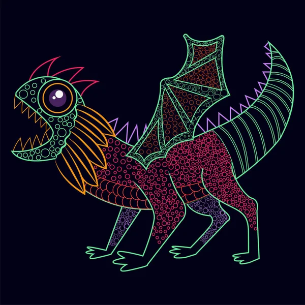 Isolato personaggio drago messicano alebrije — Vettoriale Stock