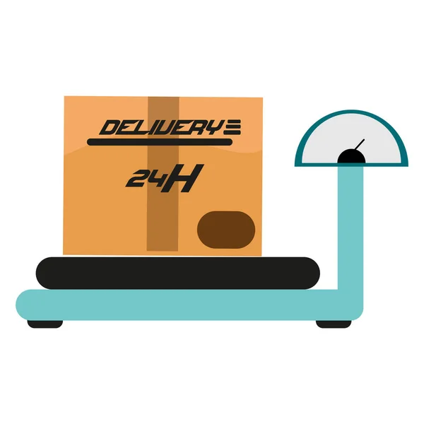 Isolierte Lieferung Paket auf einem Gewicht — Stockvektor