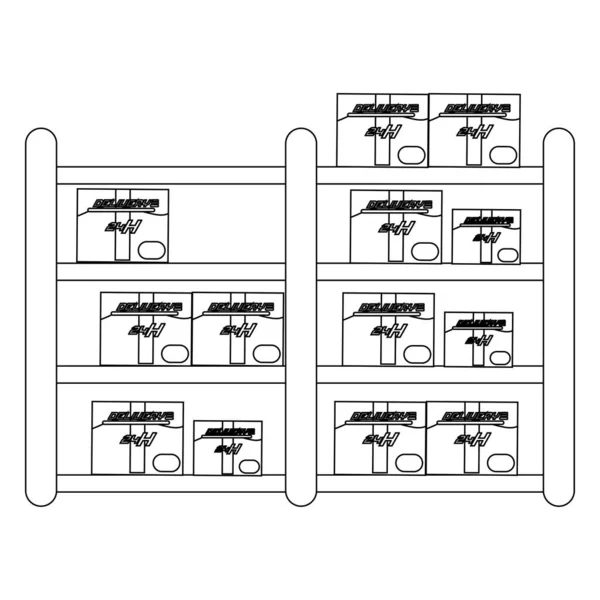 Leveransgrupp på en hylla — Stock vektor