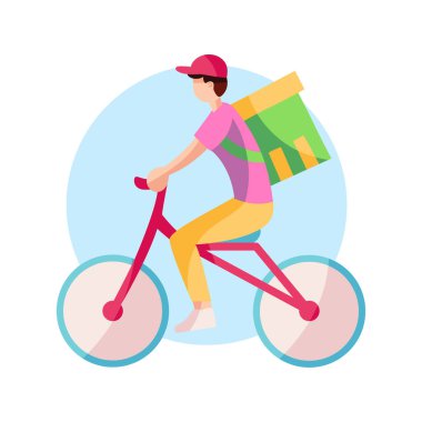 Bisikletli bir paketle izole edilmiş teslimatçı.