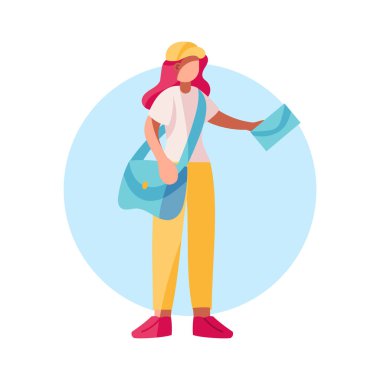 Paketle kargocu kız.