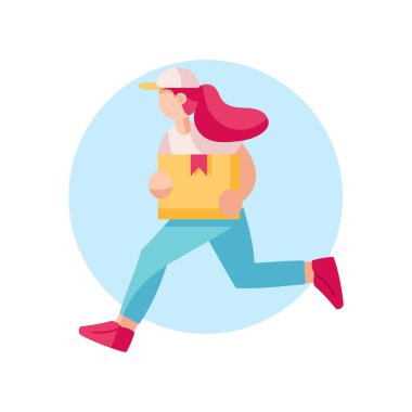 Paketle kargocu kız.