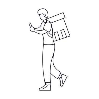 Paketi olan kargocu çocuk.