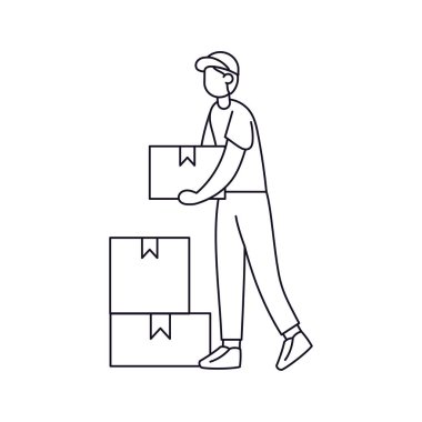 Paketi olan kargocu çocuk.