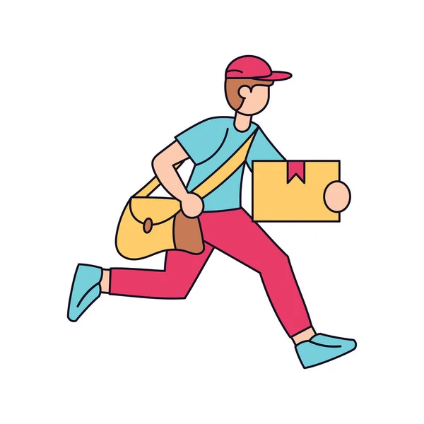 Isolated delivery boy with a package — Stock Vector