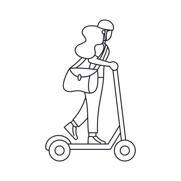 Isolé livraison fille avec un paquet sur un scooter — Image vectorielle