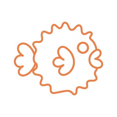 İzole edilmiş kawaii balık hayvanı. Deniz yaşamı