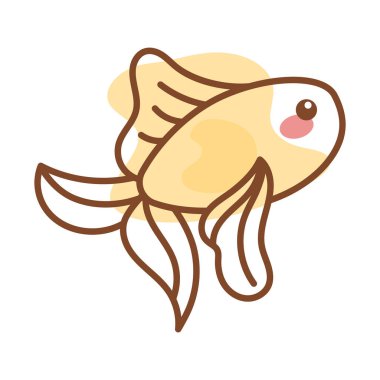 İzole edilmiş kawaii balık hayvan skeci. Deniz yaşamı