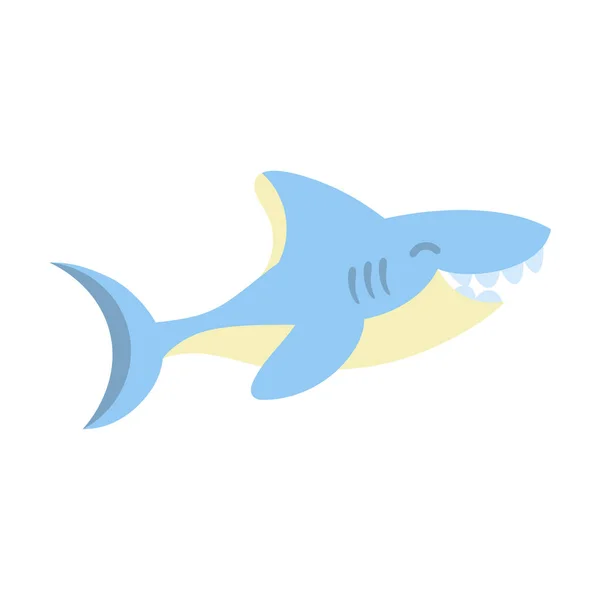 Tubarão kawaii isolado. Vida marinha — Vetor de Stock