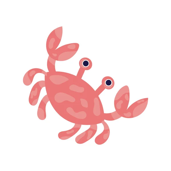 Izolovaná kawaiská krabí anima. Mořský život — Stockový vektor