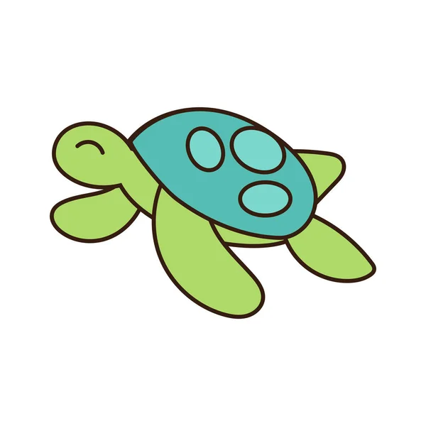 Isoliertes Kawaii-Schildkrötentier. Meeresbewohner — Stockvektor