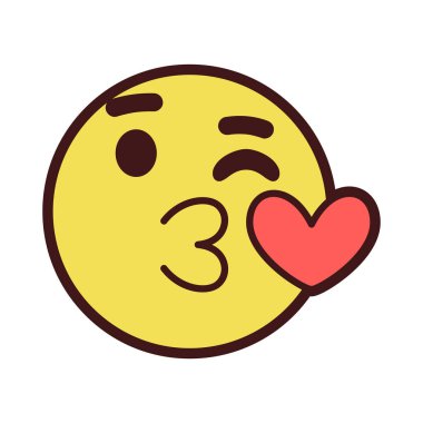 İzole edilmiş yüz emoji öpücüğü.