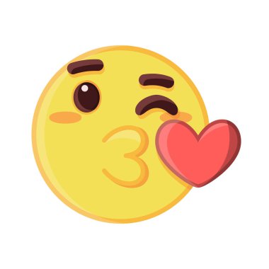 İzole edilmiş yüz emoji öpücüğü.