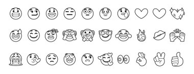 Bir dizi şirin emoji karikatürü.