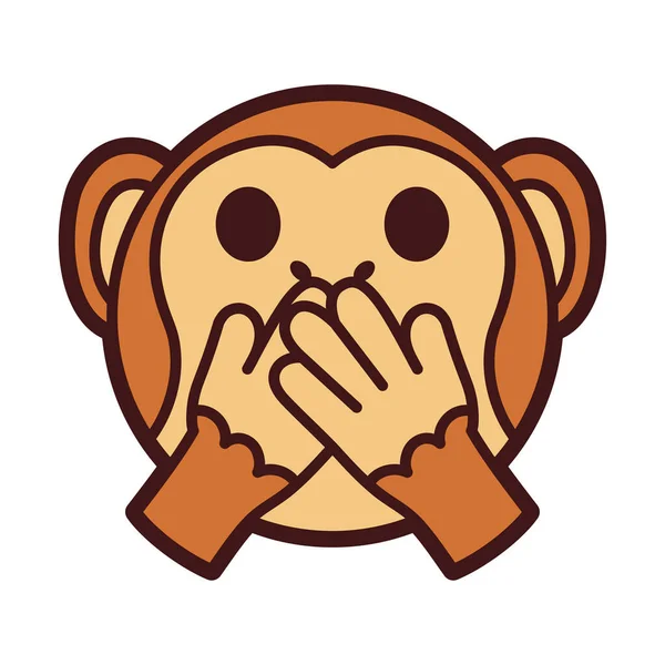 Emoji of a little monkey covered mouth — Stock Vector