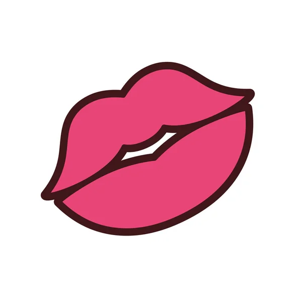 Ícone de lábios de mulher isolada Beijo — Vetor de Stock