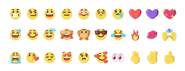 Σύνολο χαριτωμένων κινουμένων σχεδίων emoji — Διανυσματικό Αρχείο