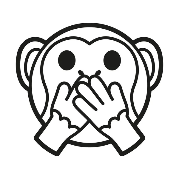 Emoji de una pequeña boca cubierta de mono — Archivo Imágenes Vectoriales