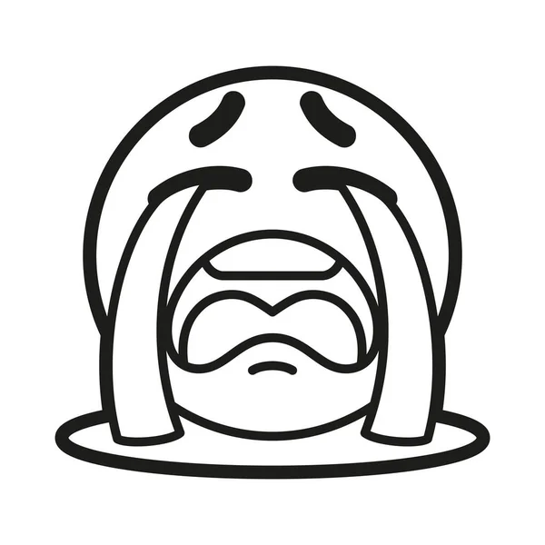 Icono de cara emoji sollozo aislado — Vector de stock