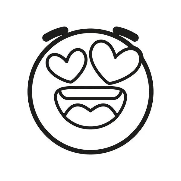 Corazón aislado ojos cara emoji — Vector de stock