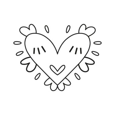 Bir kalp şeklinin izole edilmiş taslağı.