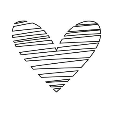 Bir kalp şeklinin izole edilmiş taslağı.