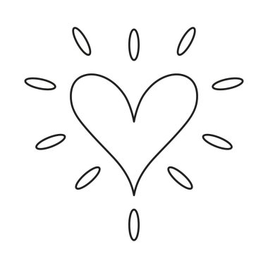 Bir kalp şeklinin izole edilmiş taslağı.