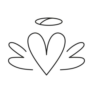 Bir kalp şeklinin izole edilmiş taslağı.