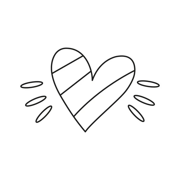 Ізольований контурний ескіз форми серця — стоковий вектор