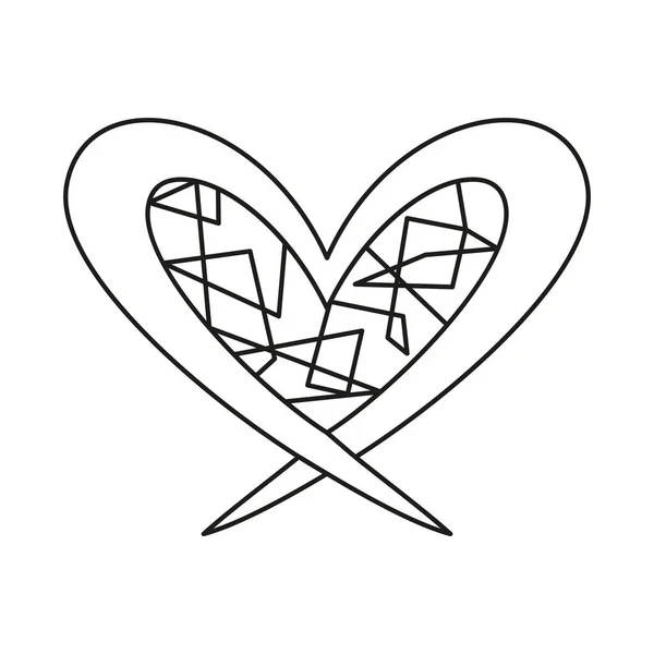 心脏形状的孤立轮廓草图 — 图库矢量图片