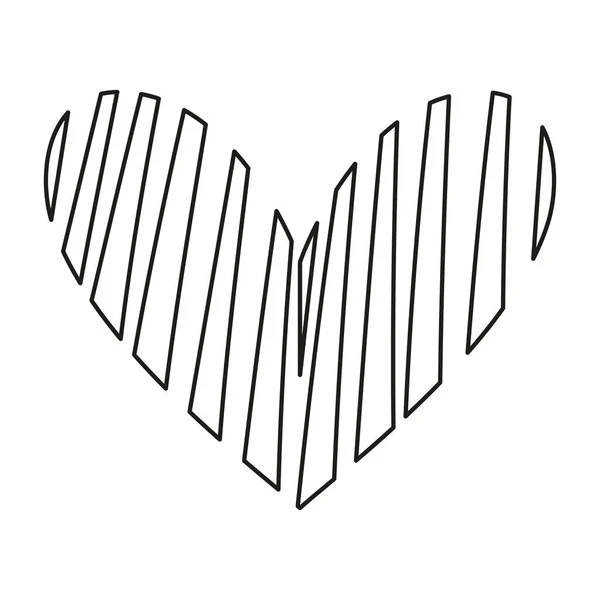 Esquisse de contour isolé d'une forme de coeur — Image vectorielle