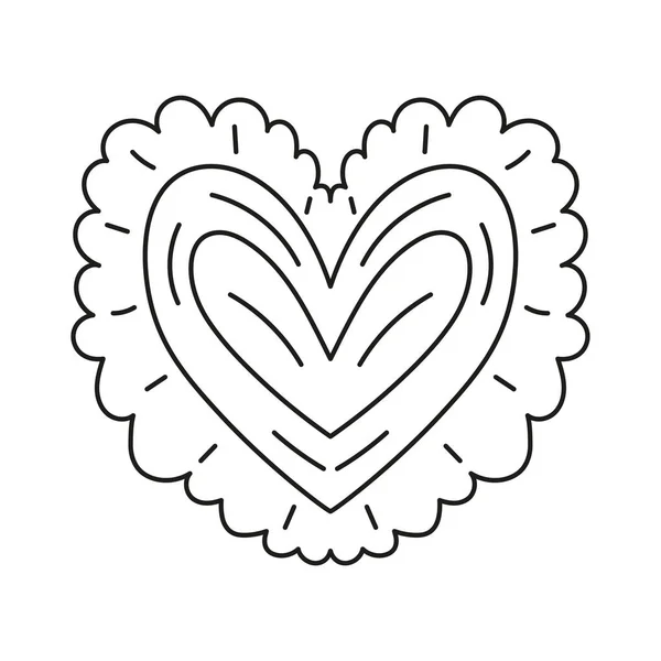 심장 모양에 대한 별도의 윤곽 묘사 — 스톡 벡터