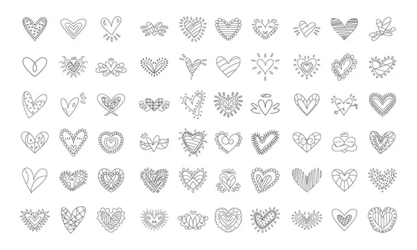 Conjunto de bocetos de formas de corazón — Archivo Imágenes Vectoriales