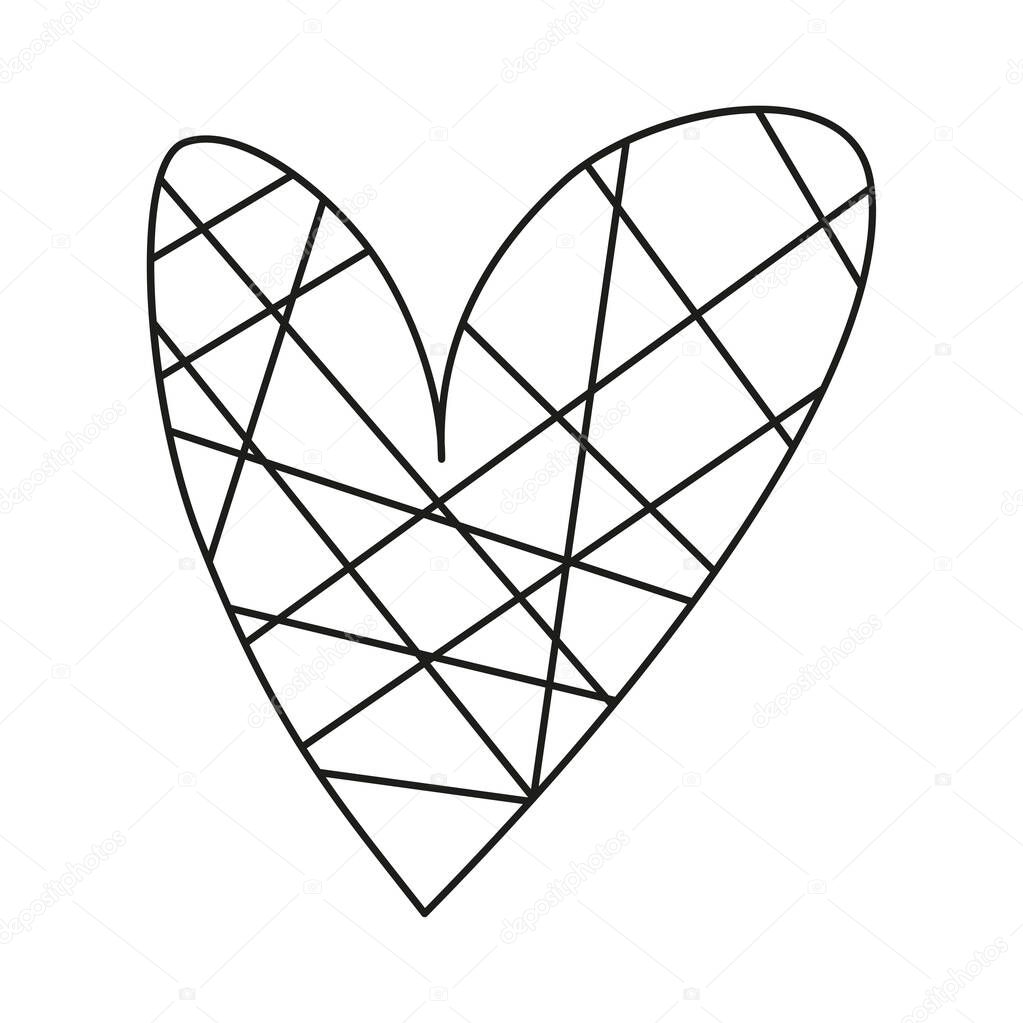 Isolated outline sketch of a heart shape