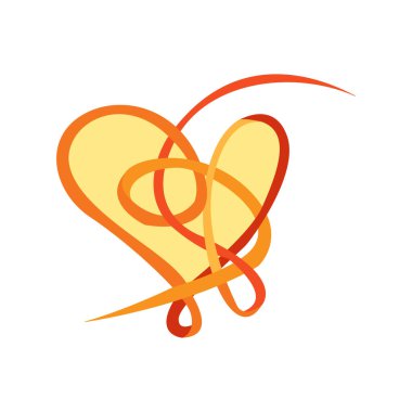 İzole edilmiş sanatsal kalp şekli Sevgililer Günü sembolü