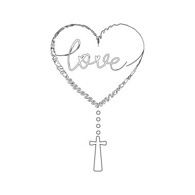 Tespih ile izole edilmiş kalp şekli