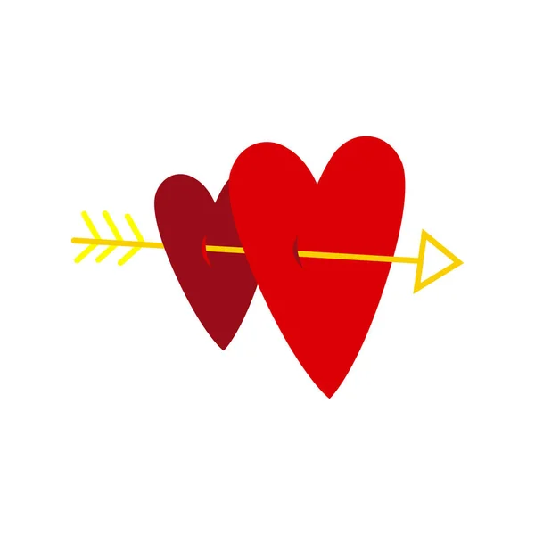 Forma de corazón aislado con un boceto de flecha — Vector de stock