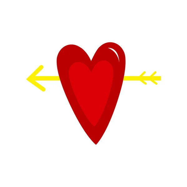 Forma de corazón aislado con un boceto de flecha — Archivo Imágenes Vectoriales