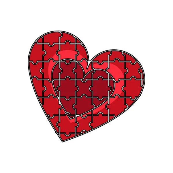 Puzzle isolato facendo un'icona a forma di cuore — Vettoriale Stock