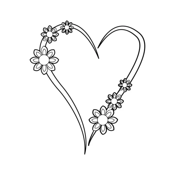 孤立した花のハート形バレンタインデーシンボル — ストックベクタ