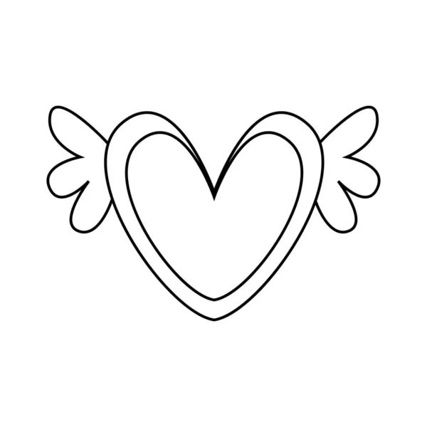 Izolált szív alakú, szárnyas vázlat — Stock Vector