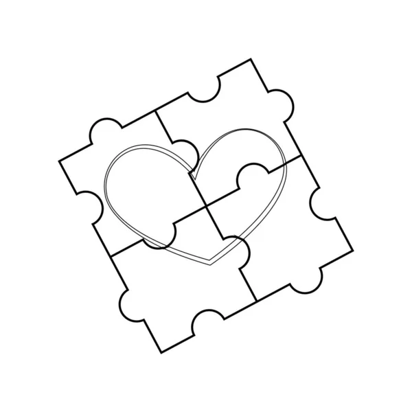Izolovaný tvar srdce na skicáku skládačky — Stockový vektor