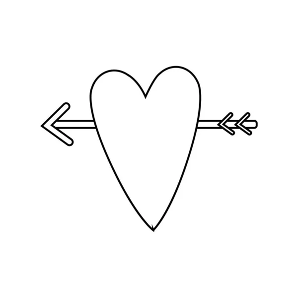 Изолированная форма сердца со стрелочным наброском — стоковый вектор