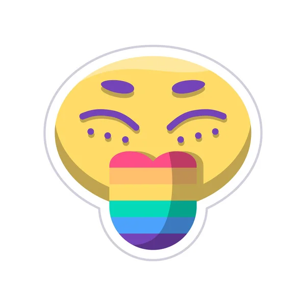 Geïsoleerde emoticon met tong uit en lgbt kleuren — Stockvector