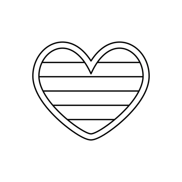 Изолированная форма сердца с полосками — стоковый вектор